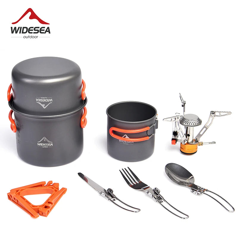 Widesea Portable Camping Cookware Set With Folding Tableware
