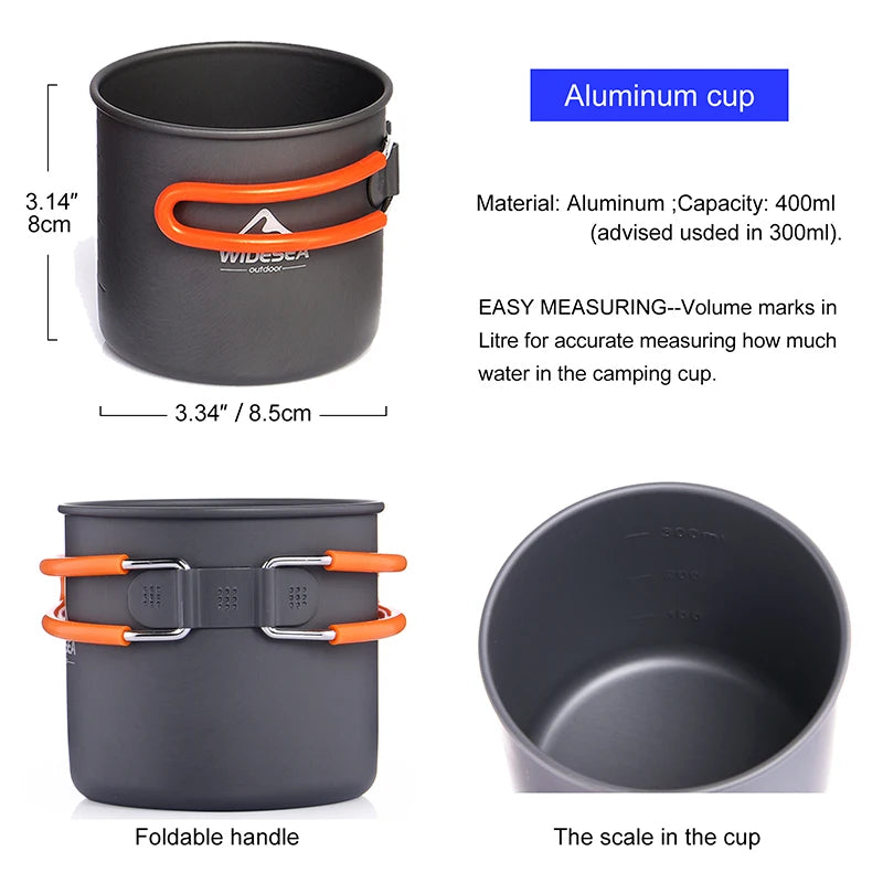 Widesea Portable Camping Cookware Set With Folding Tableware