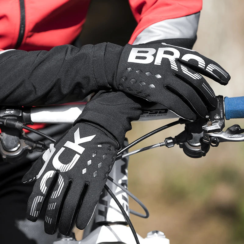 ROCKBROS Lightweight Fleece Cycling Gloves With Anti-Slip Shock Absorption