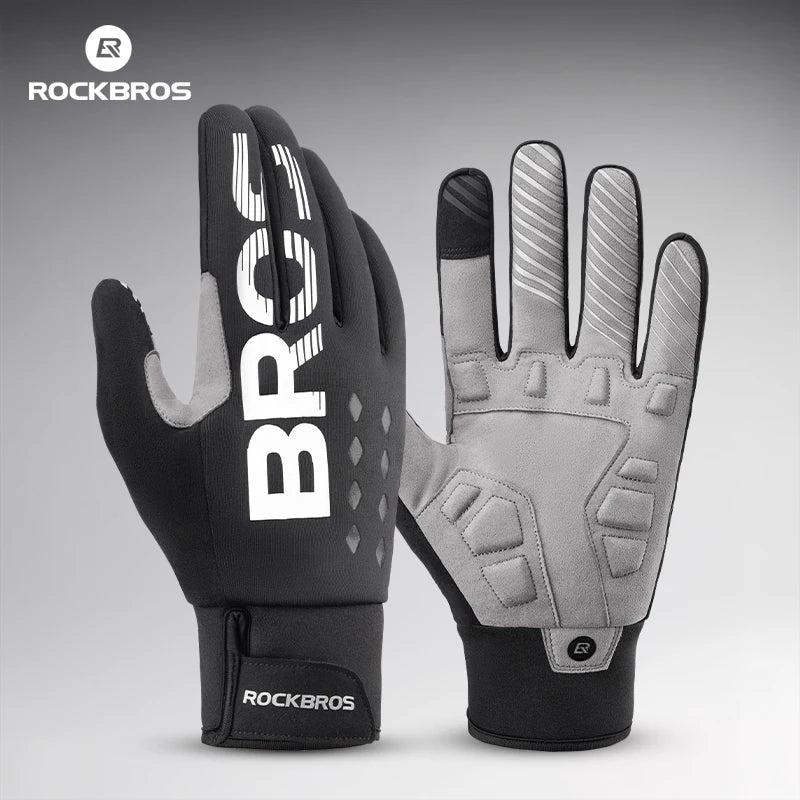 ROCKBROS Lightweight Fleece Cycling Gloves With Anti-Slip Shock Absorption