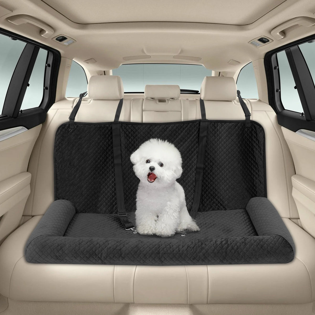 Bymaocar Comfortable Dog Car Seat With Safety Tethers And Buckles