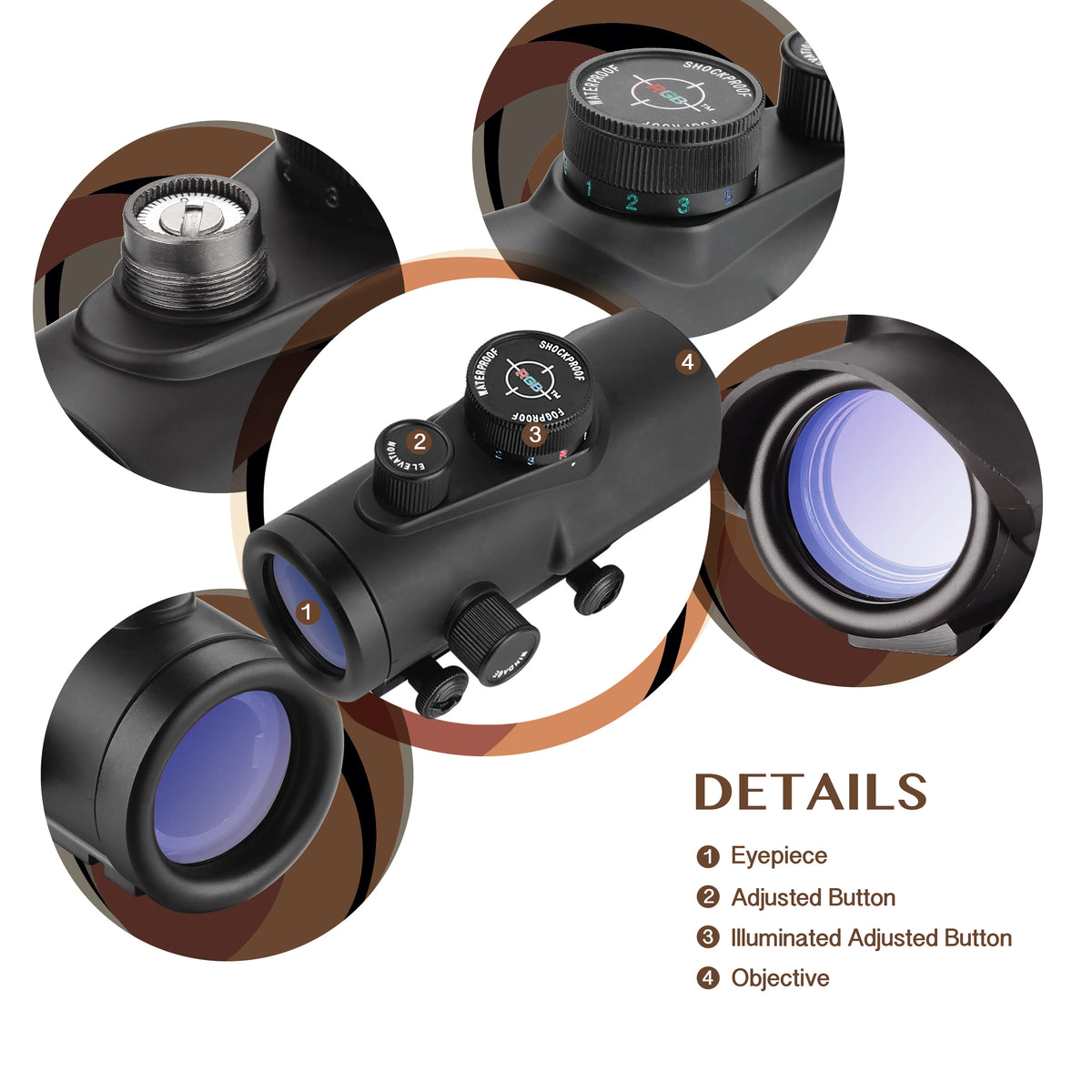 Tactical Reflex Dot Sight Scope For Rifles With Adjustable Brightness