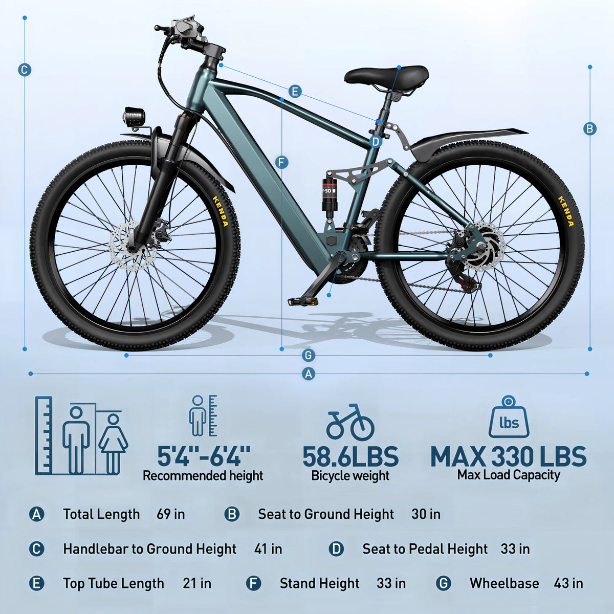 EOEOTWO 750W Peak Electric Mountain Bike With Full Suspension