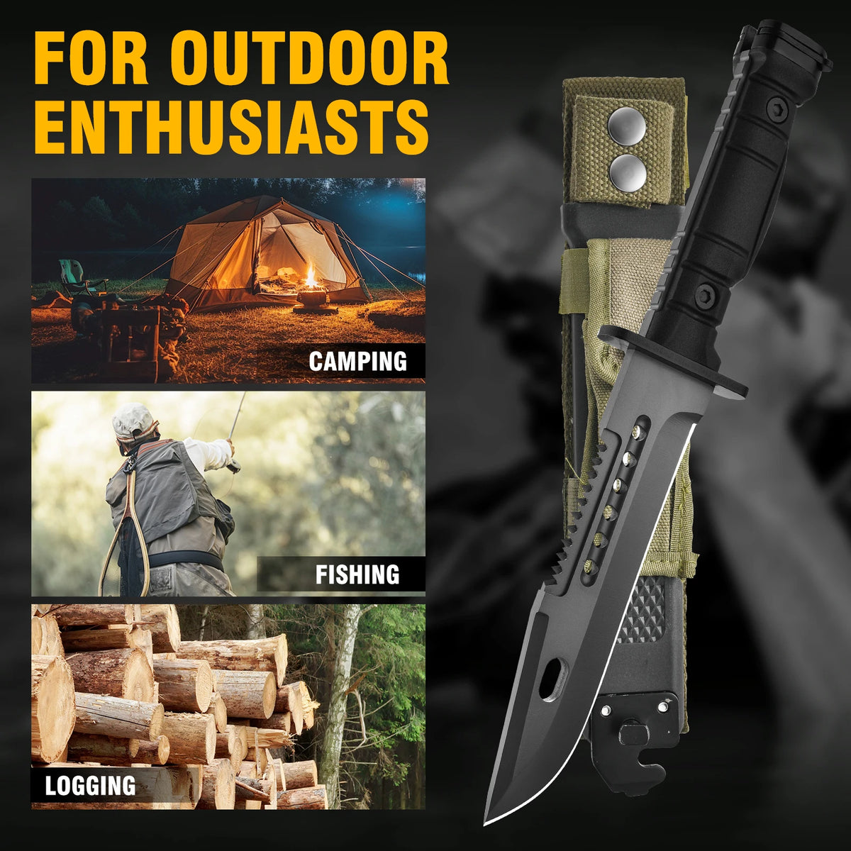 Gdekls Stainless Steel Outdoor Fixed Blade Survival Camping Knife