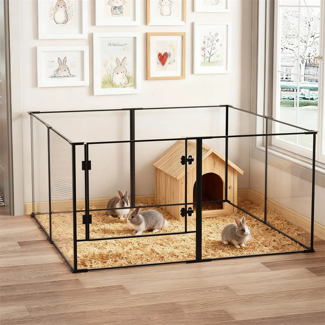 BINGOPAW Acrylic Dog Playpen for Indoor Exercise and Puppy Training