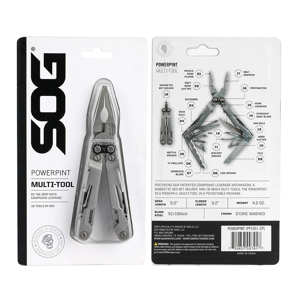 SOG PowerPint 18 In One Stainless Steel Pocket Multi Tool