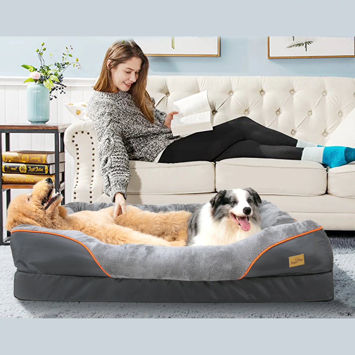 BINGOPAW Soft Fleece Dog Bed With Removable Washable Waterproof Cover
