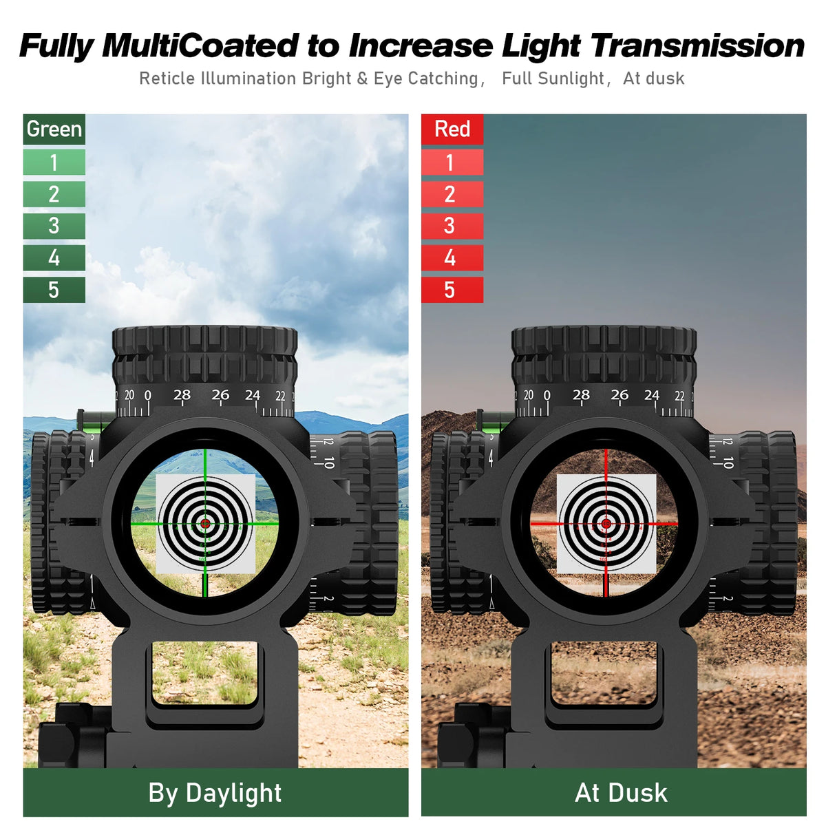 Bestsight 1-5x Tactical Riflescope With Red Green Illuminated Reticle