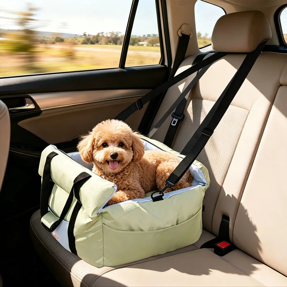 BORWART Dog Car Seat With Safety Belt And Storage Pocket