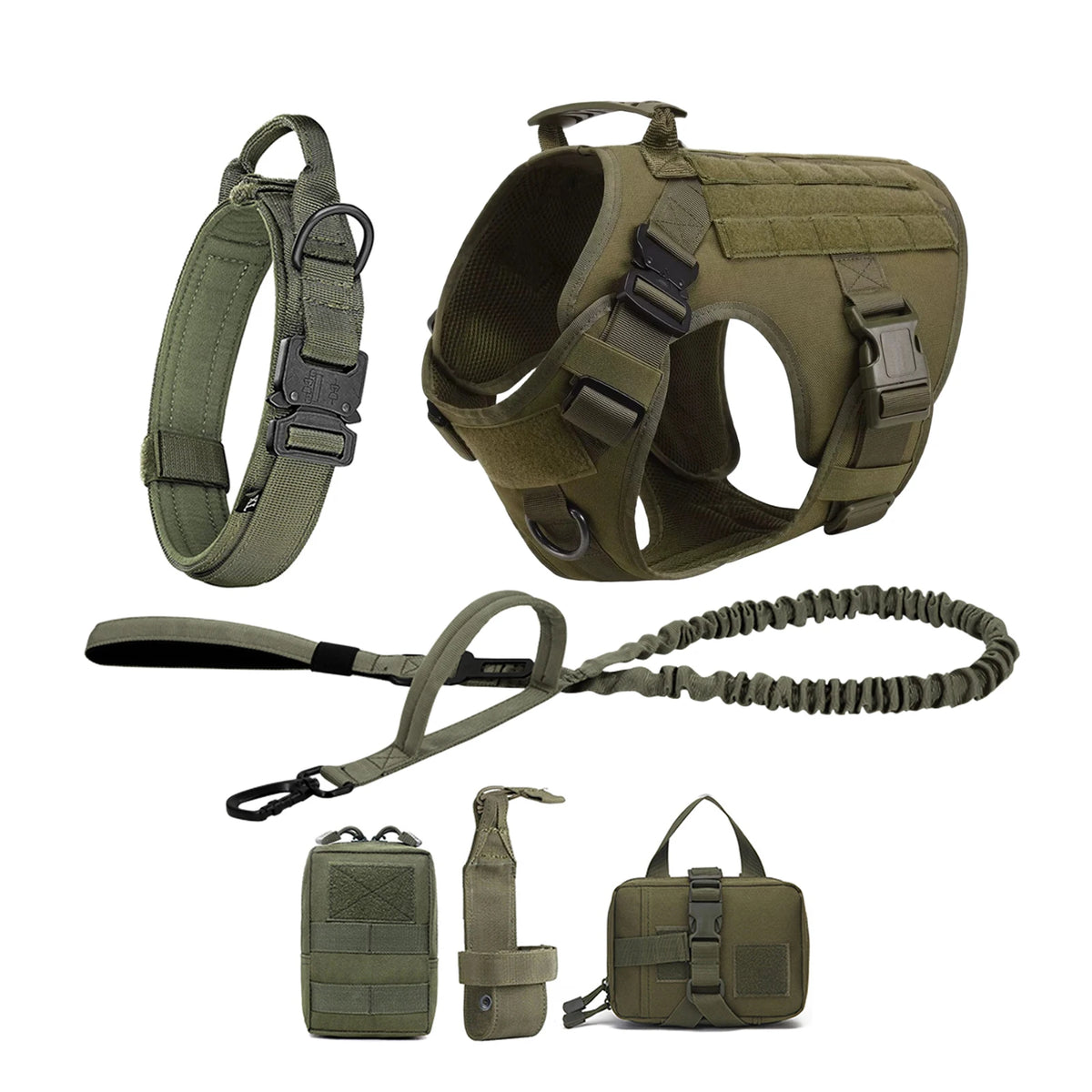 Padded Tactical Dog Harness With Quick Release Molle Pockets