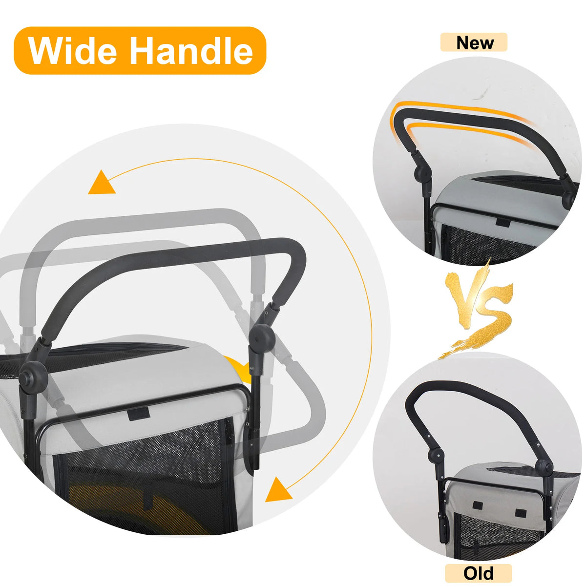 Portable Breathable Pet Stroller Wagon With Adjustable Handle And Leash