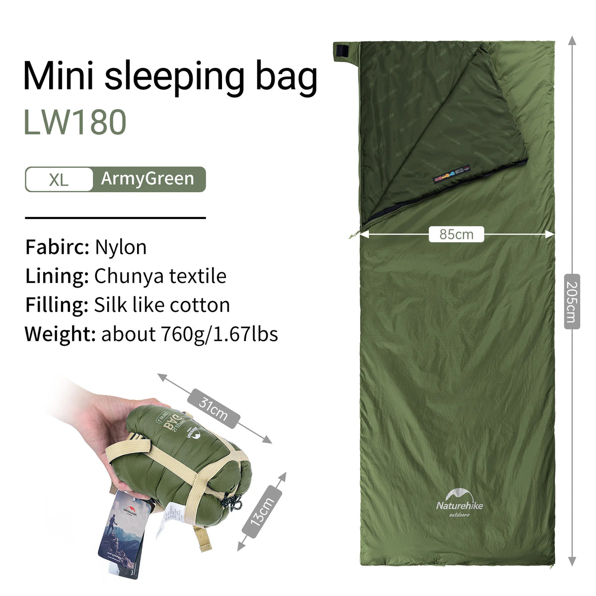 Naturehike Ultralight Envelope Sleeping Bag Portable Waterproof Camping