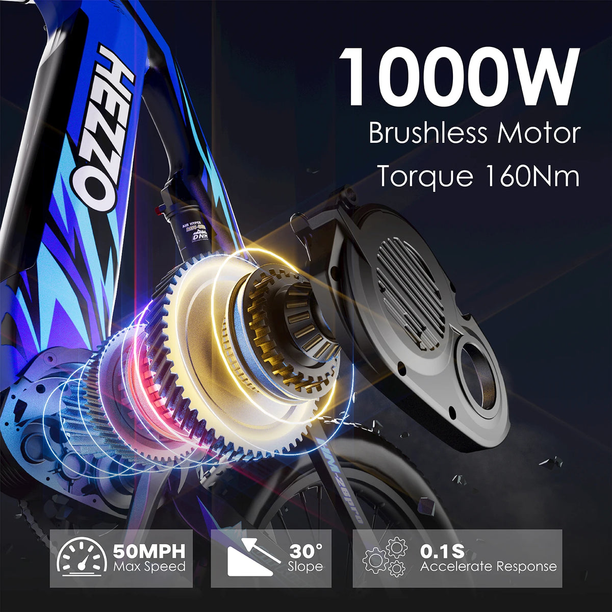 Hezzo K9 Carbon Fiber Electric Bike 1000W Bafang Mid Drive