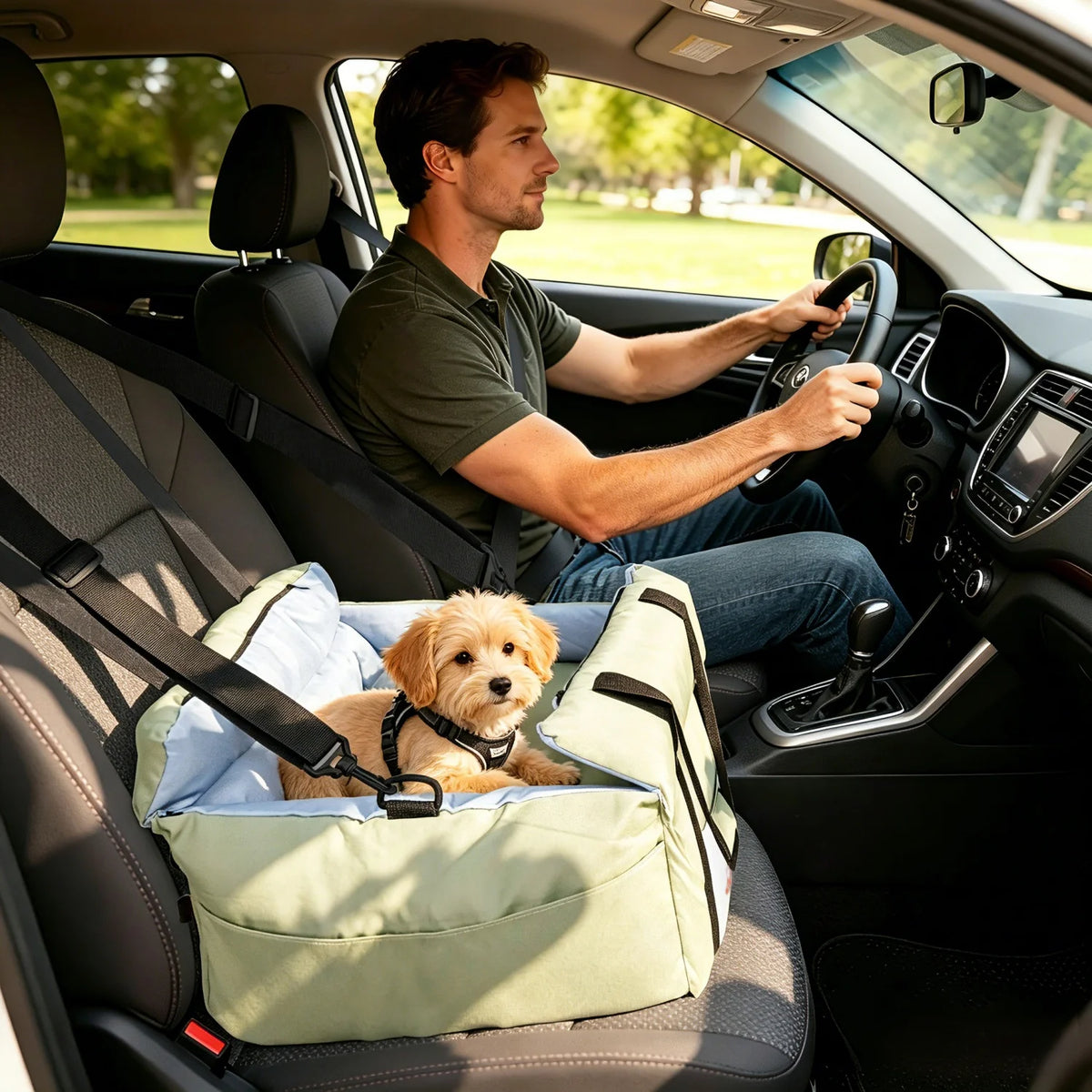 Soft Dog Car Seat Travel Carrier With Safety Belt Pocket