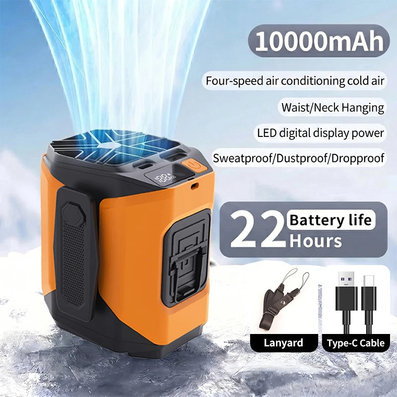 Neck Fan With Waist Clip And Integrated Flashlight Power Bank