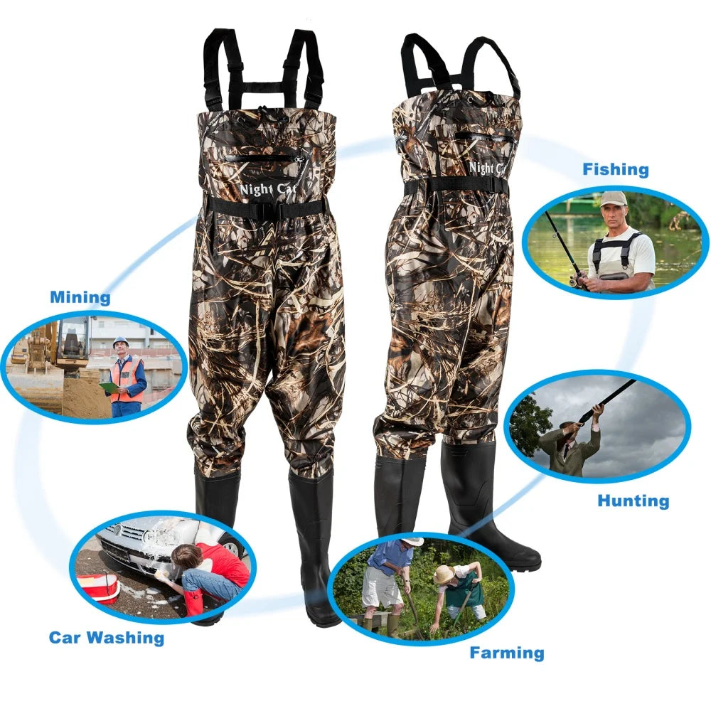 Night Cat Waterproof Fishing Chest Waders With Bootfoot Design