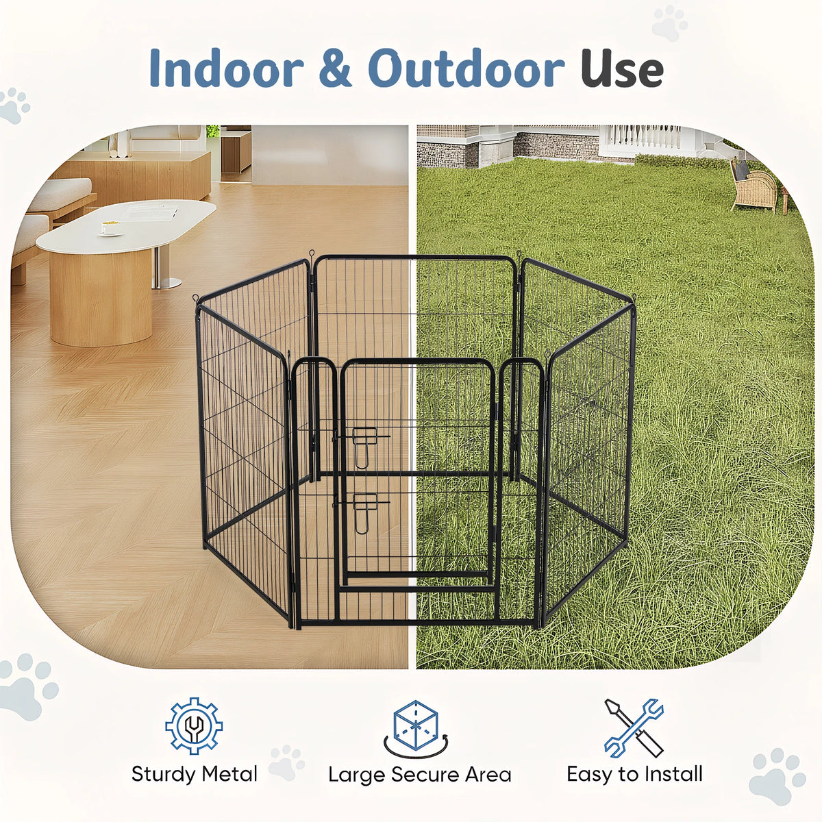 JHK Foldable Metal Dog Playpen for Indoor and Outdoor Exercise