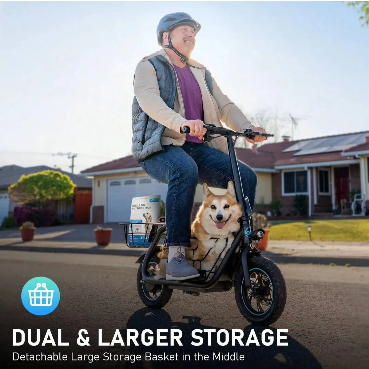 Gyroor Foldable Electric Scooter With Basket For Adults And Pets