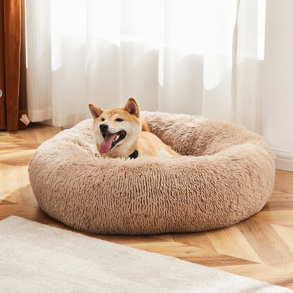 JHK Calming Plush Dog Bed With Washable Anti Slip Design