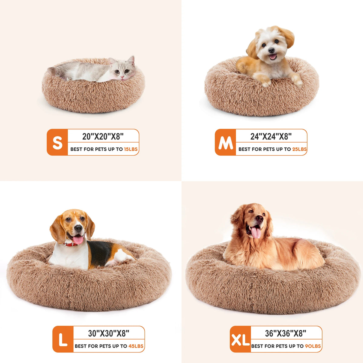 JHK Calming Plush Dog Bed With Washable Anti Slip Design