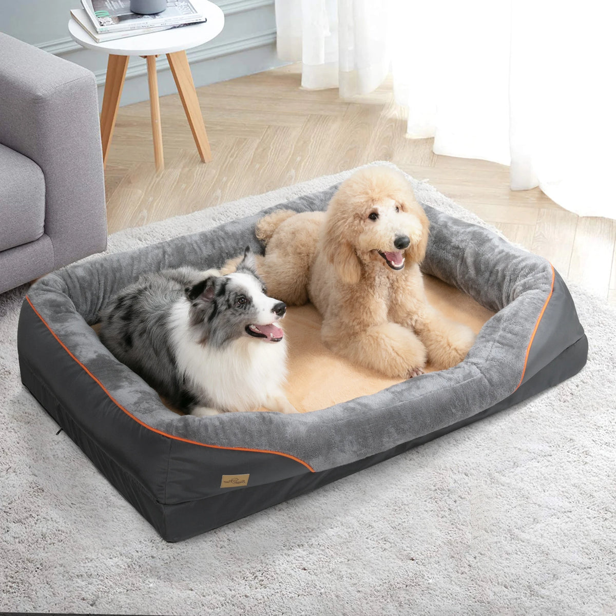 BINGOPAW Soft Fleece Dog Bed With Removable Washable Waterproof Cover