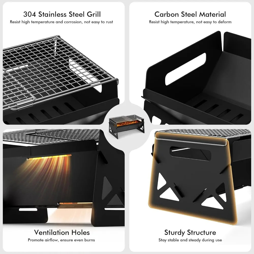 XIUWO Portable Folding Charcoal Grill For Camping And Outdoor Cooking