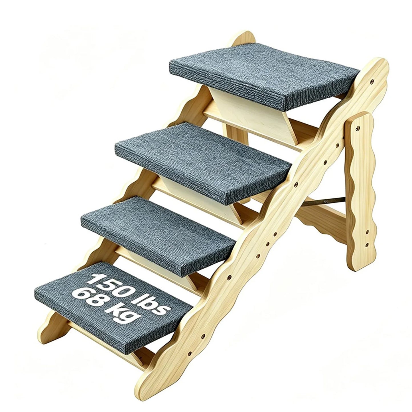 DishyKooker Foldable Wooden Pet Stairs And Dog Car Ramp