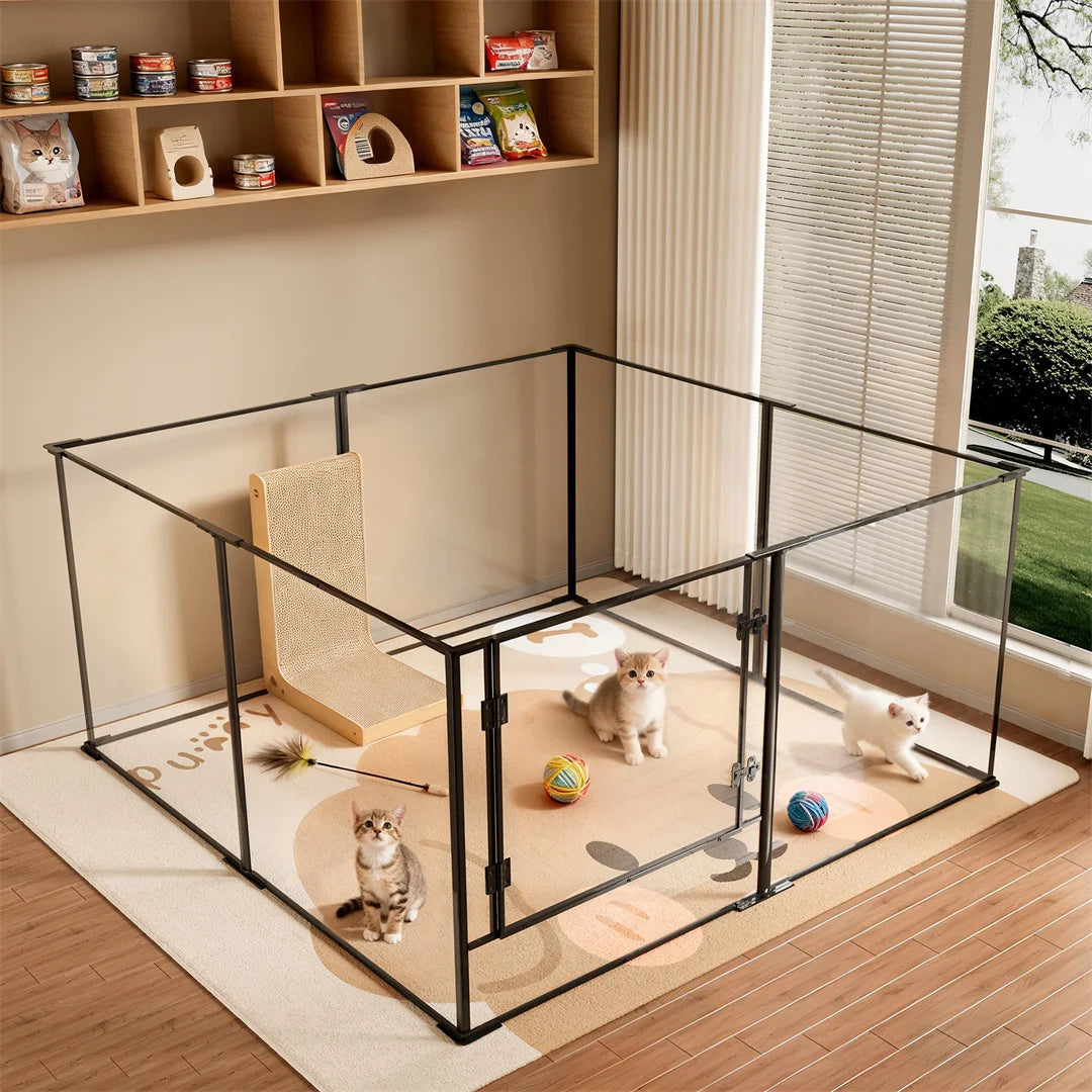 BINGOPAW Acrylic Dog Playpen for Indoor Exercise and Puppy Training