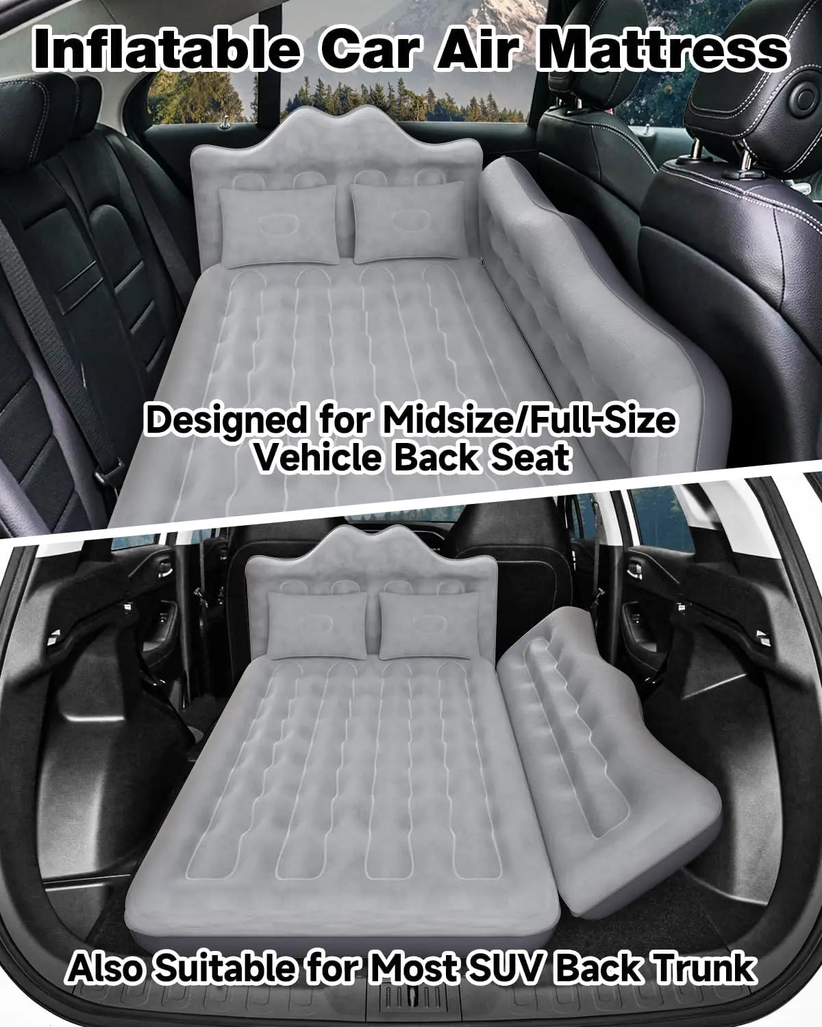 Umbrauto Inflatable Car Air Mattress For SUV Travel Camping Bed