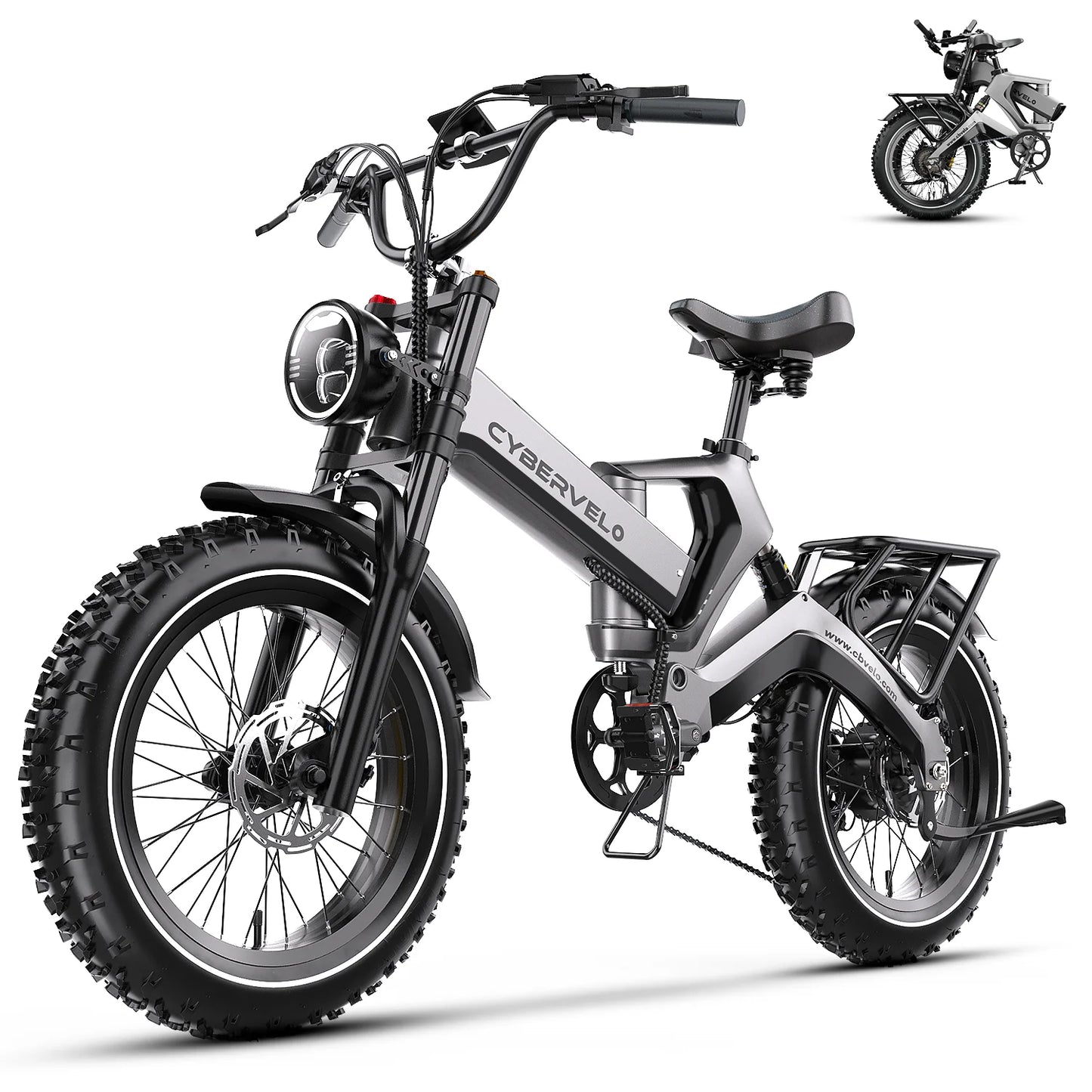 Cybervelo 2000W Foldable Fat Tire Electric Bike With 48V Battery