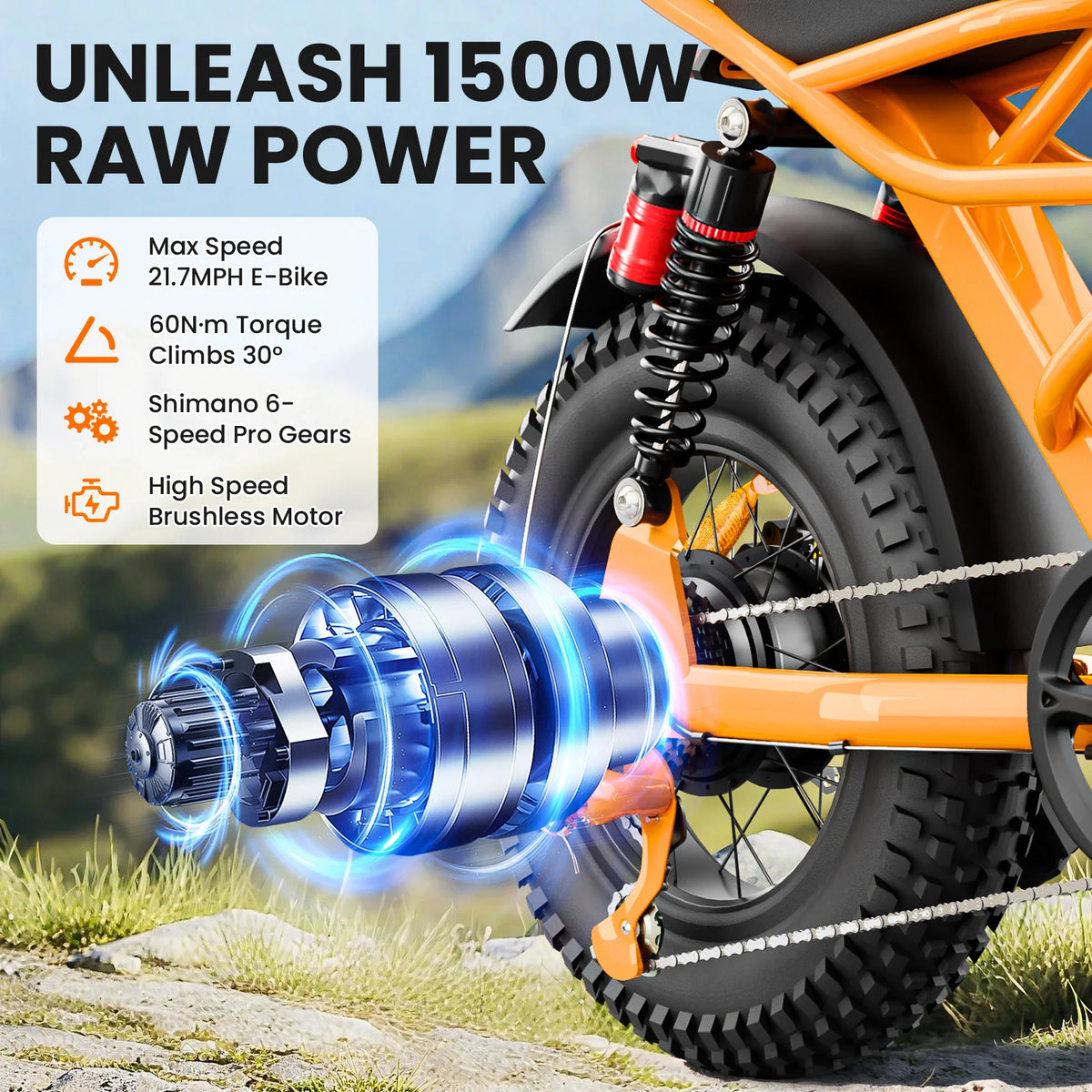 Eilleo Spacewalk 1500W Fat Tire Electric All Terrain Bike