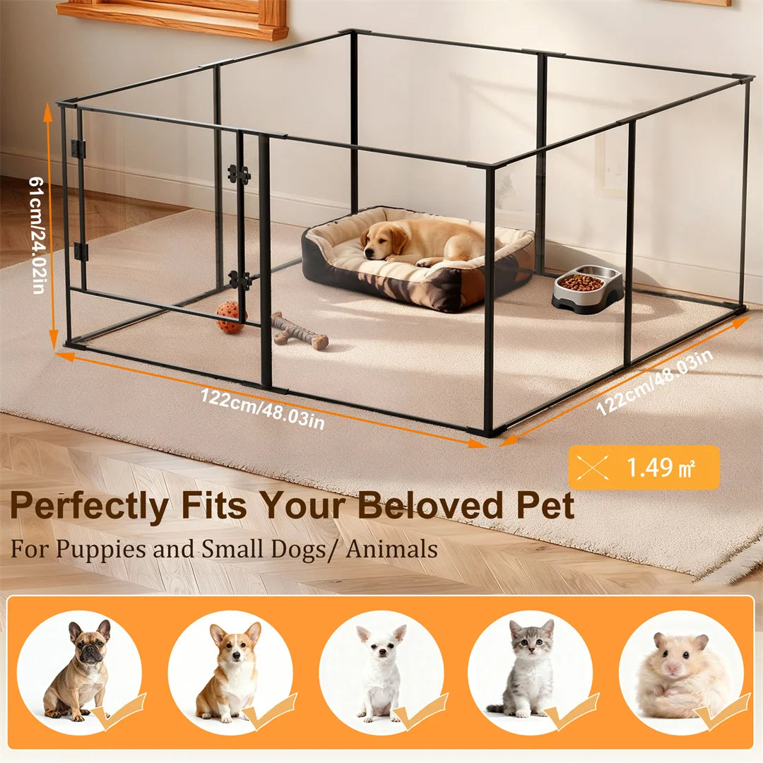 BINGOPAW Acrylic Dog Playpen for Indoor Exercise and Puppy Training