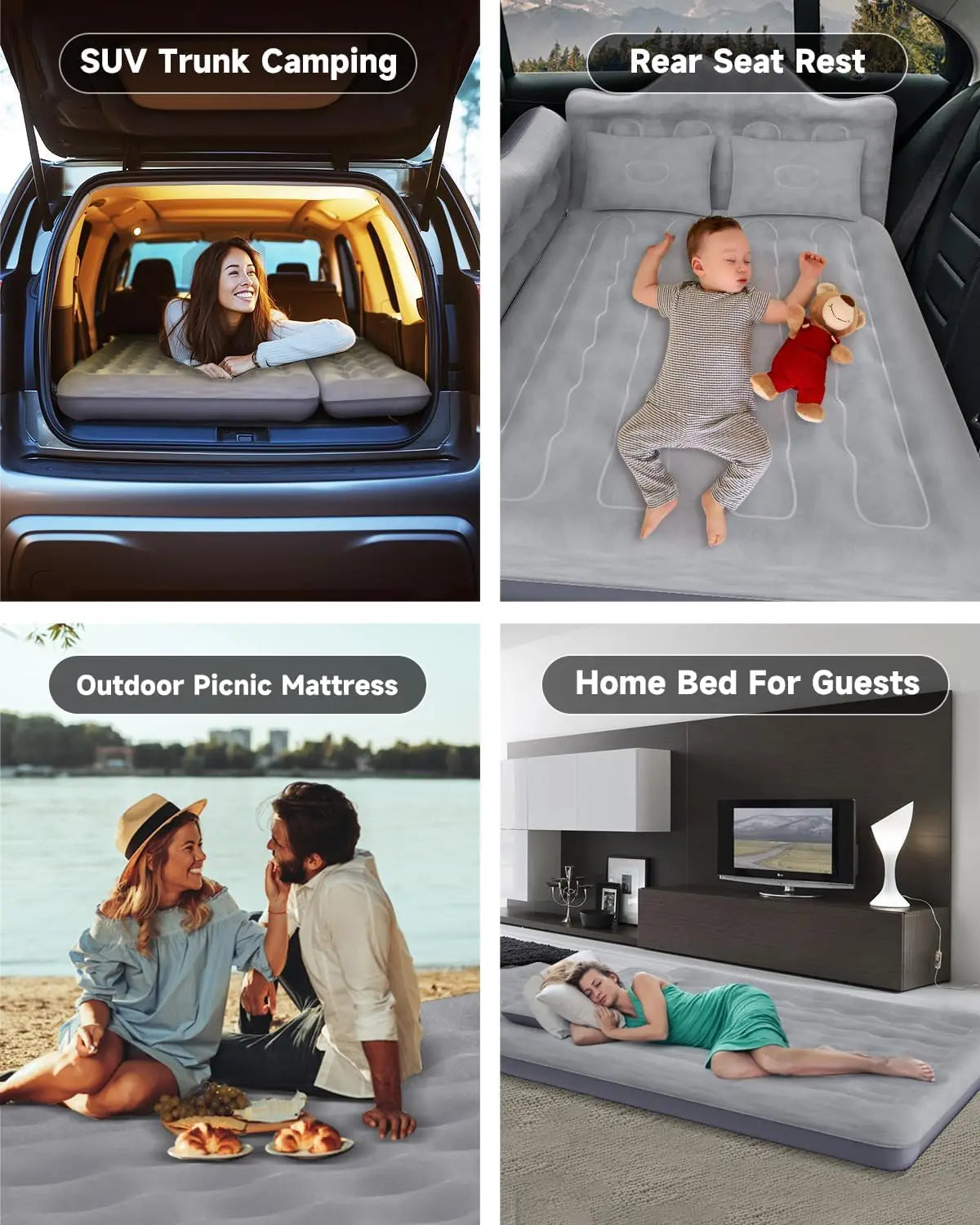 Umbrauto Inflatable Car Air Mattress For SUV Travel Camping Bed