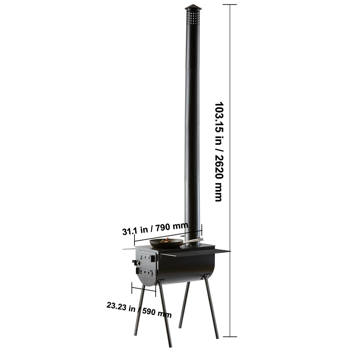 SucceBuy Portable Wood Stove With Chimney Pipe For Camping