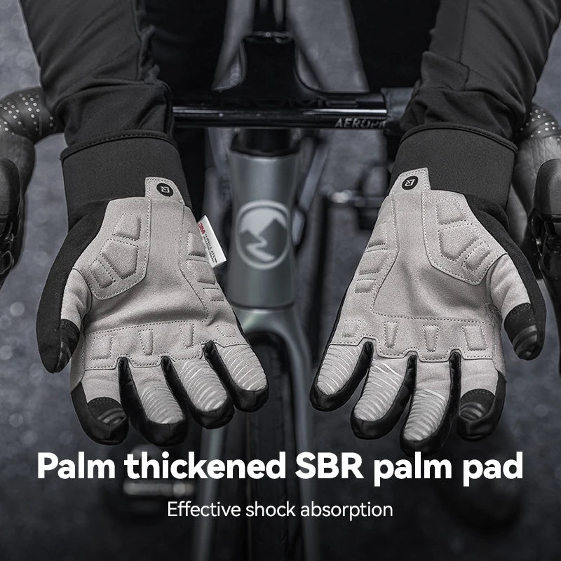 ROCKBROS Lightweight Fleece Cycling Gloves With Anti-Slip Shock Absorption