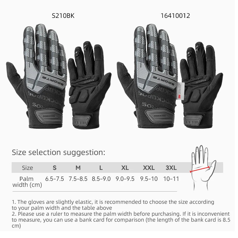 ROCKBROS Full Finger Gel Cycling Gloves Breathable Shockproof Grip