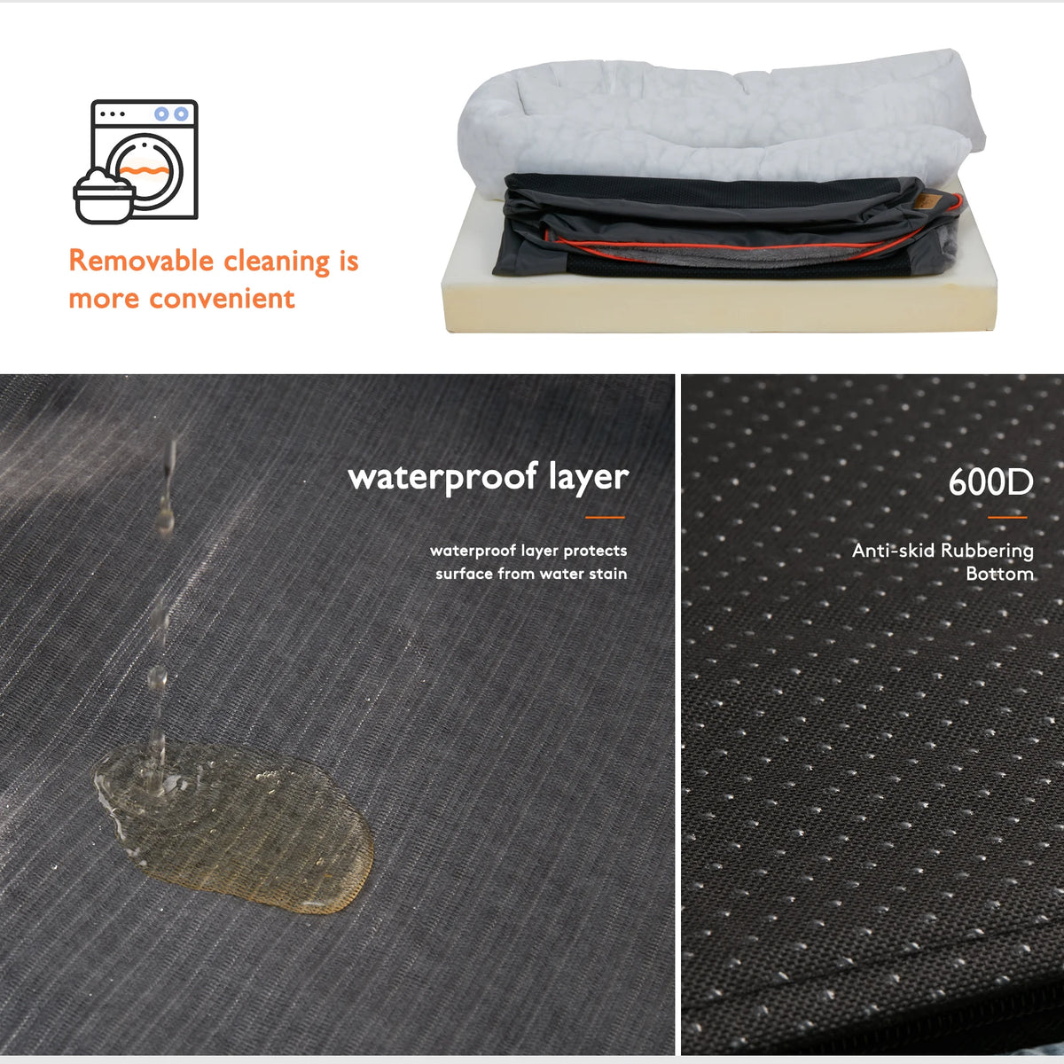 BINGOPAW Soft Fleece Dog Bed With Removable Washable Waterproof Cover