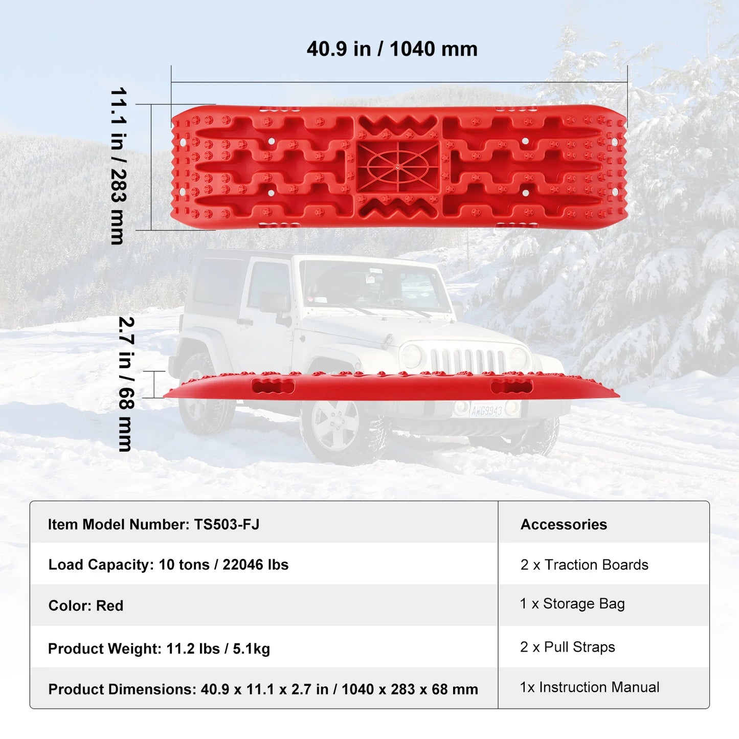 SucceBuy 10 Ton Traction Boards for Off Road Vehicle Recovery