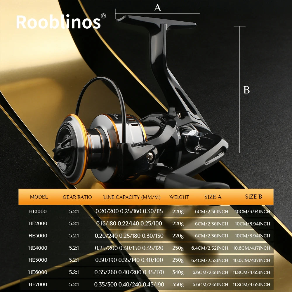Rooblinos HE Ultra Light Spinning Fishing Reel With Sealed Bearings