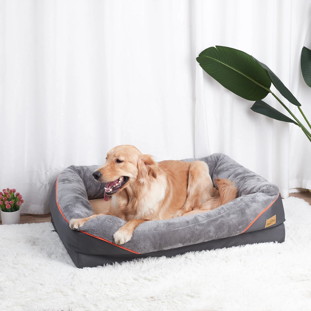 BINGOPAW Soft Fleece Dog Bed With Removable Washable Waterproof Cover