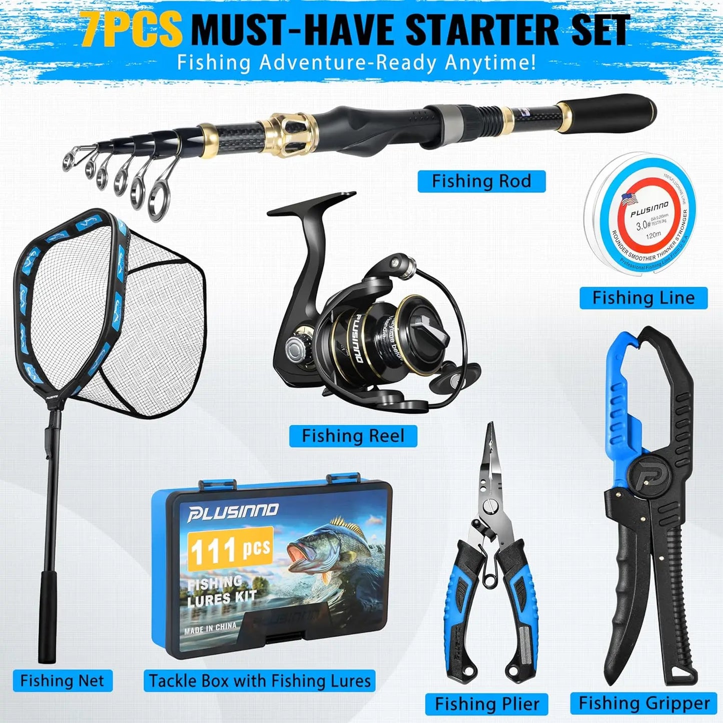 YTYIN Spinning Fishing Rod And Complete Fishing Gear Kit