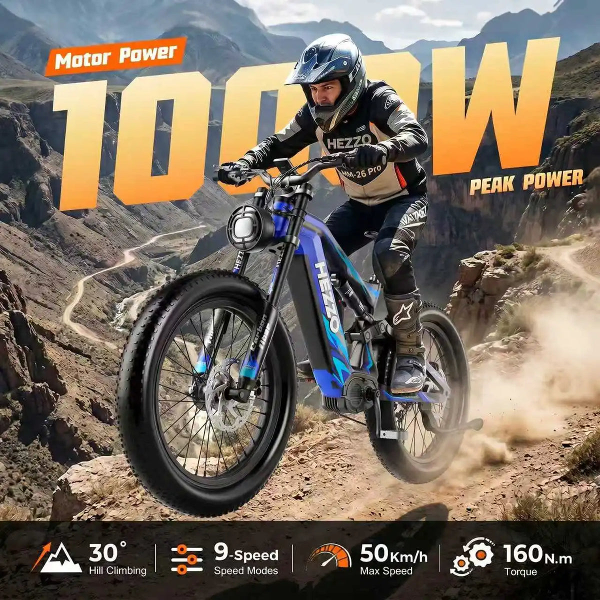 Hezzo K9 Carbon Fiber Electric Bike 1000W Bafang Mid Drive