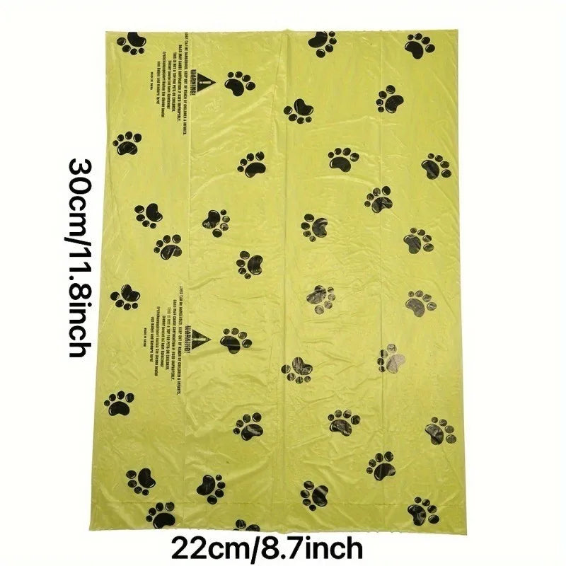 10 Extra Thick Leakproof Dog Poop Bags Paw Print Design