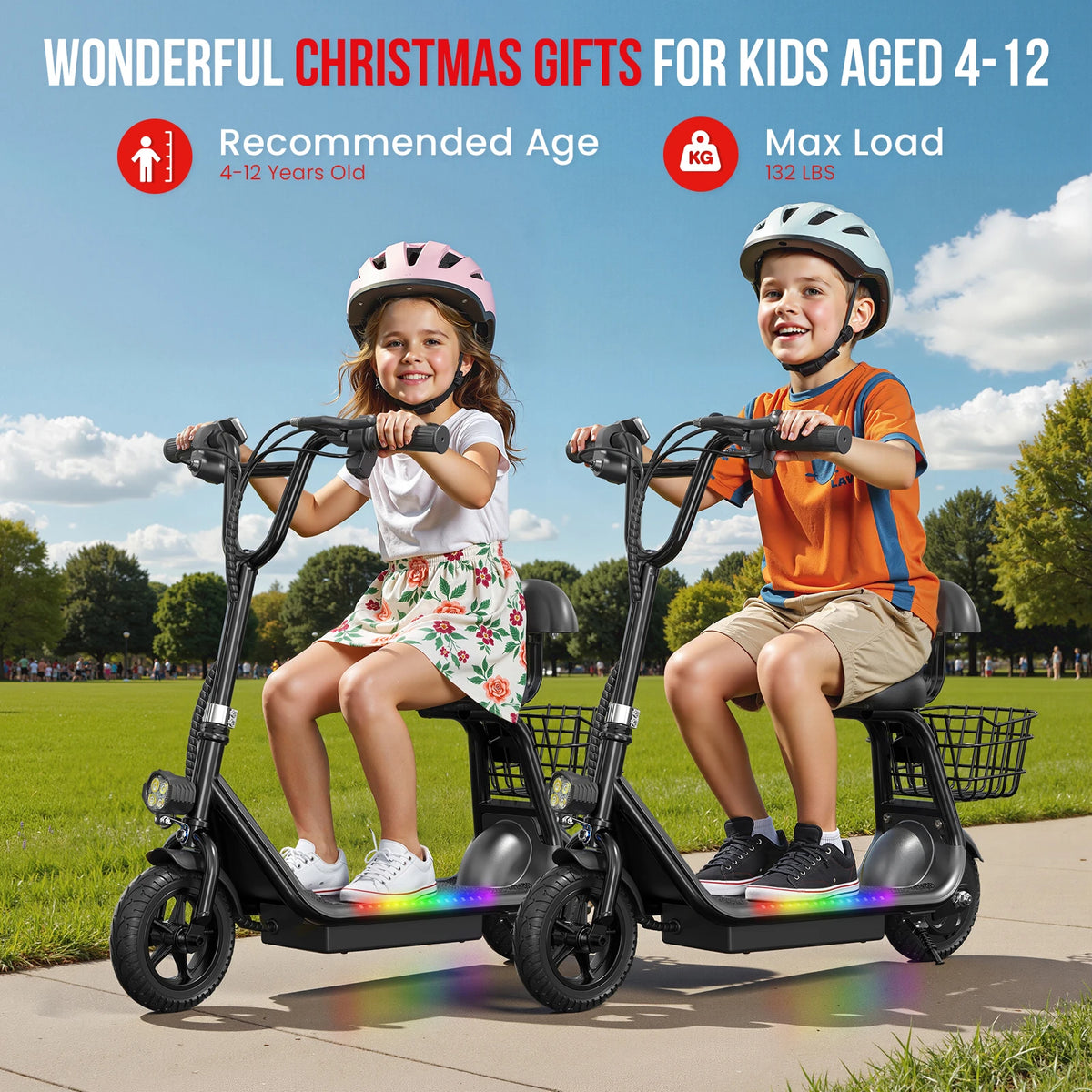 Eilleo Spacewalk Foldable Kids Electric Scooter With Bluetooth Speaker