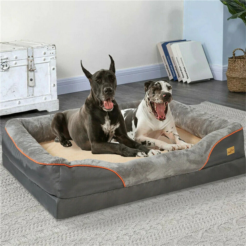 Borwart Orthopedic Memory Foam Dog Bed With Removable Cover Bolster