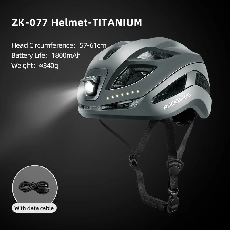 ROCKBROS LED Cycling Helmet With Front Light Type C Charging