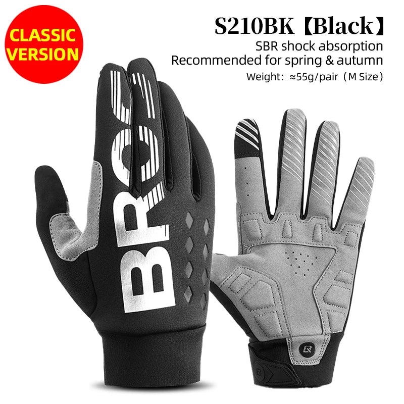 ROCKBROS Lightweight Fleece Cycling Gloves With Anti-Slip Shock Absorption