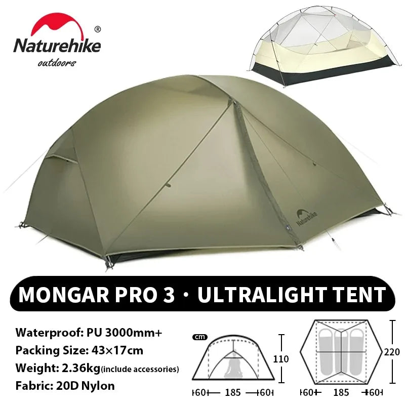 Naturehike Mongar PRO Waterproof Ultralight Backpacking Camping Tent
