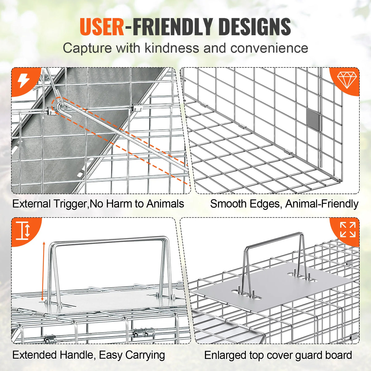 SucceBuy Galvanized Iron Humane Live Animal Cage Trap