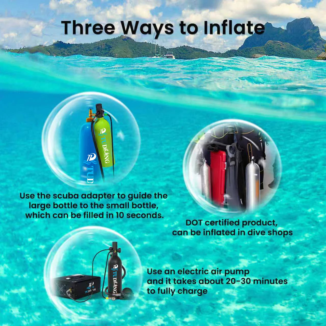 Tudiving Portable Refillable Scuba Tank for Underwater Diving
